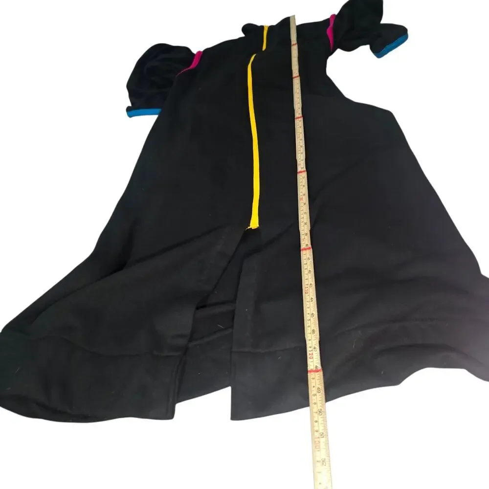 David Brown Boutique Zip Front Robe Long Lounge Coat Medium Black Color Trim